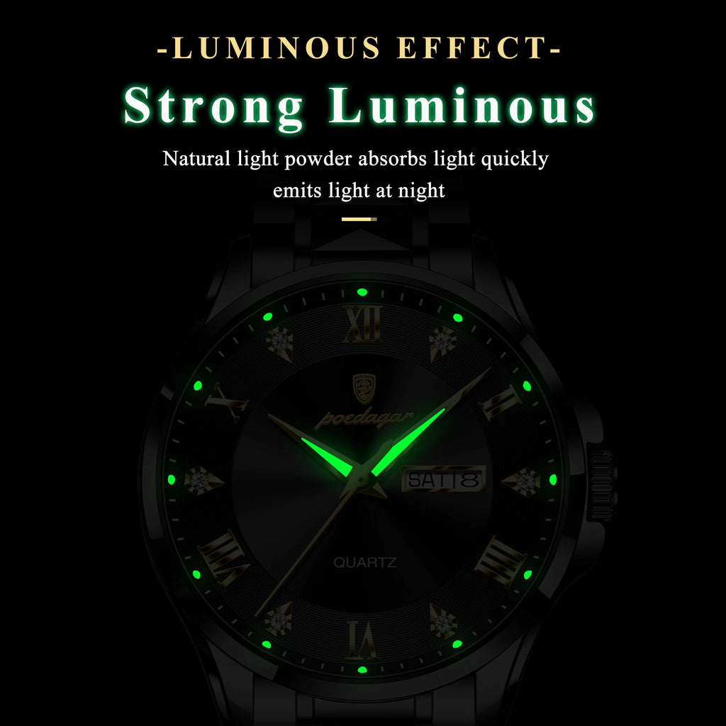 Poedagar 883 Men's Luxury Watch Fashion Stainless Steel Quartz Watches Montre Waterproof Luminous Business Wristwatch for Men