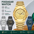 Poedagar 696 Luxury Mens Watch All Gold Stainless Steel Quartz Watches Luminous Waterproof Date Wristwatch for Man Factory Reloj