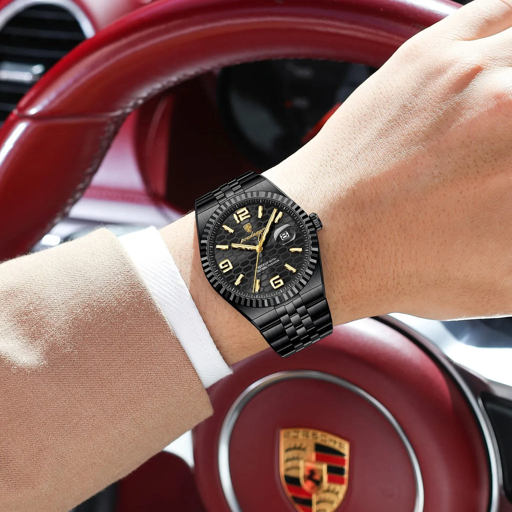 Poedagar 839 Business Men Watch Classic Design Fluted Bezel Daily Wear Quartz Wristwatch Waterproof Factory Direct Sale Montre