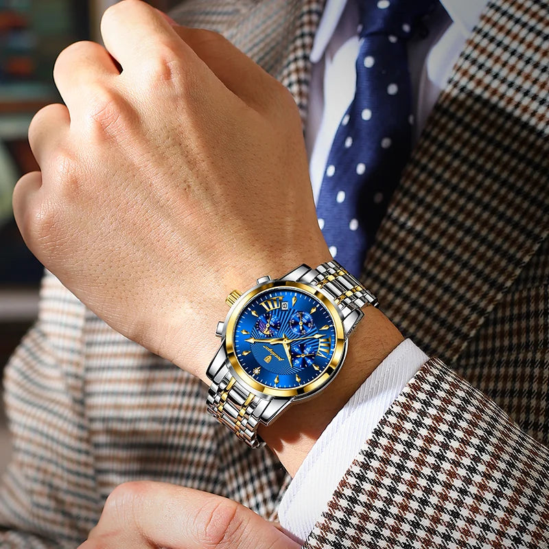 Poedagar High Quality Montres De Luxe Waterproof Luminous Men Watch Chronograph Stainless Steel Luxury Quartz Watches for Men