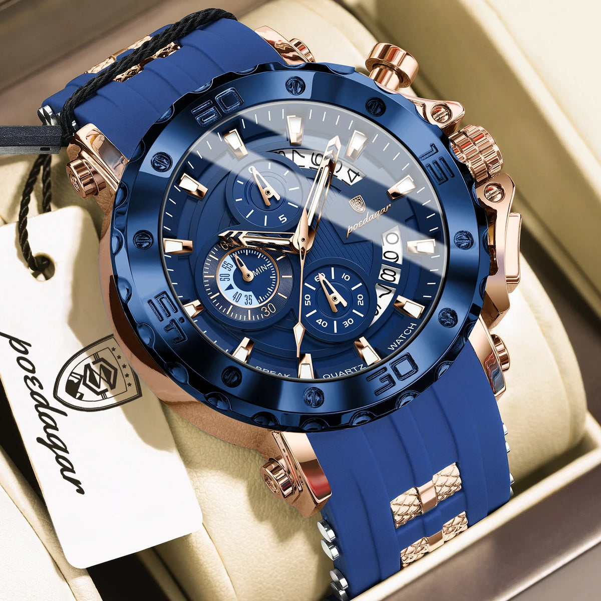 Poedagar 892 Luxury Men's Watches Silicone Strap Quartz Wristwatch Montre Homme Luminous Waterproof Casual Sports Watch for Men