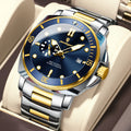 Poedagar 873 Two Tone Men Luxury Cushion Case Sport Watch Moon Phase Luminous Steel Waterproof Factory Wholesale Reloj Hombre