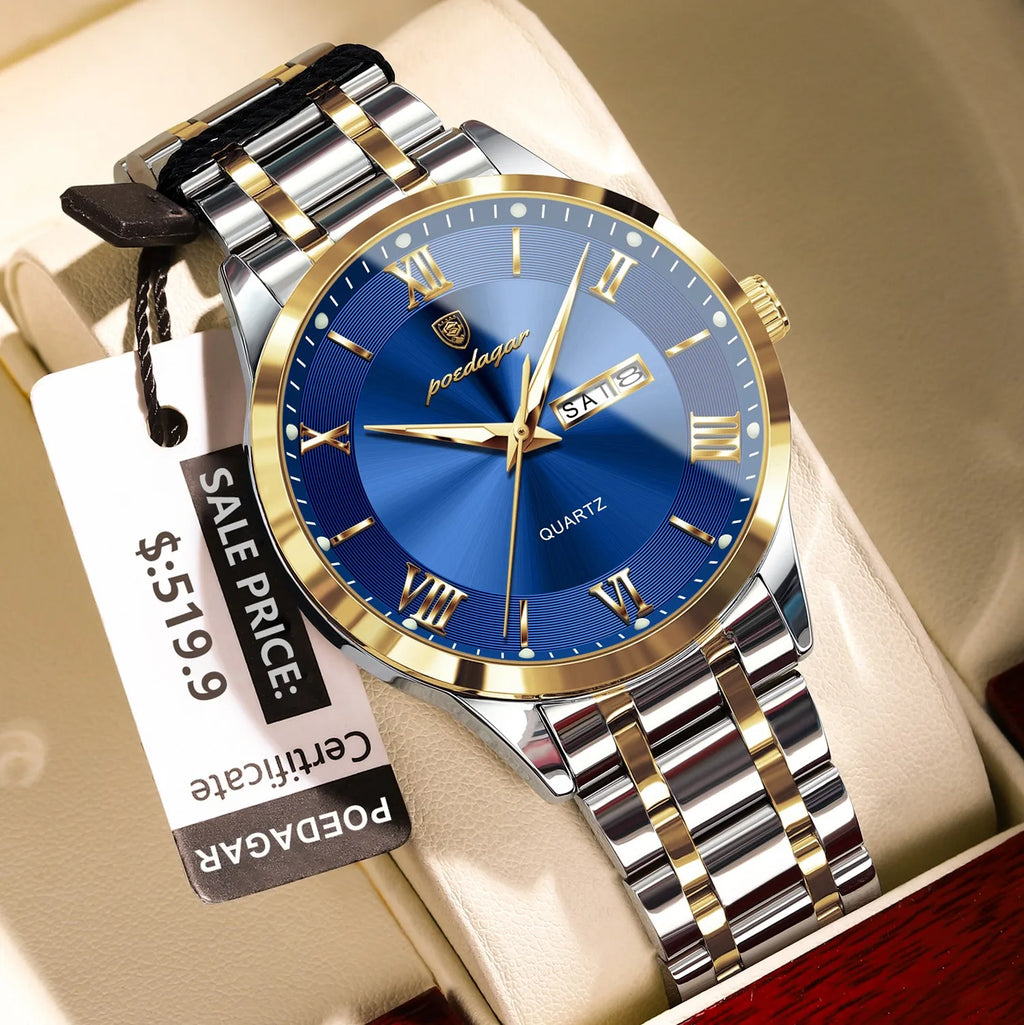 Poedagar 978 Luxury Men Watch Stainless Steel Luminous Date Business Waterproof Relojes Montre Quartz Wristwatch Wholesale Price