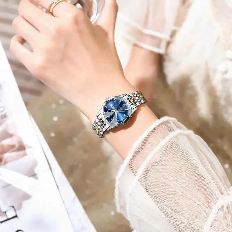 Poedagar 3078 Wholesale Stainless Steel Women Wrist Watch Luminous Waterproof Calendar Ladies Quartz Watches