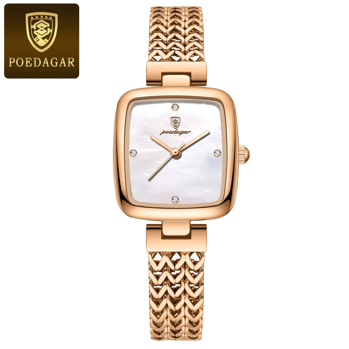 Poedagar Luxury Diamond Rose Gold Ladies Watch Wrist Waterproof Elegant Female Dress Stainless Steel Quartz Watches