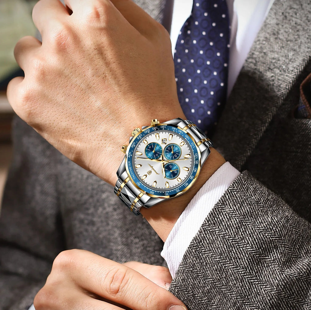Poedagar 815 Luxury Men Watches Business Chronograph Stainless Steel Luminous Waterproof Sport Montre Quartz Watch for Men