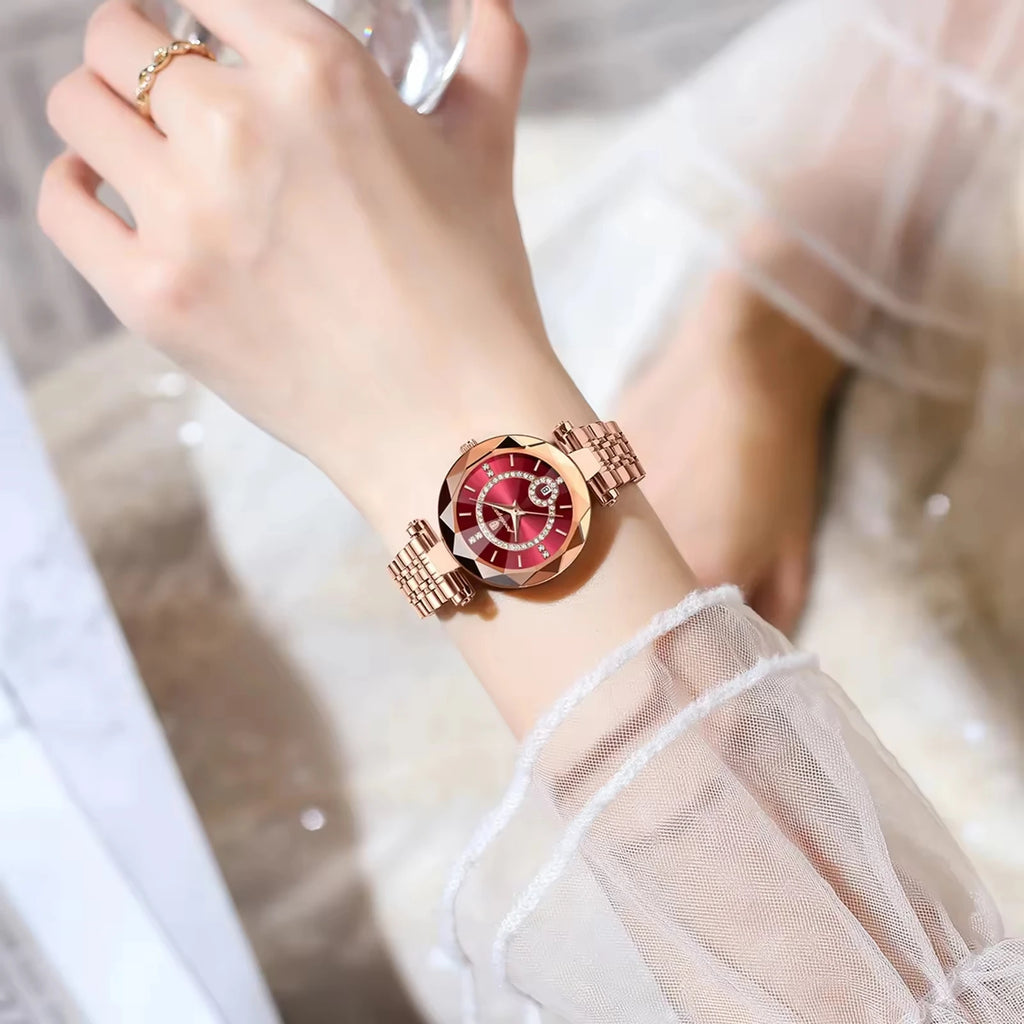 POEDAGAR 726 Womens Luxury Fashion 3ATM Ladies Watch Stainless Steel Luminous Quartz Watchces
