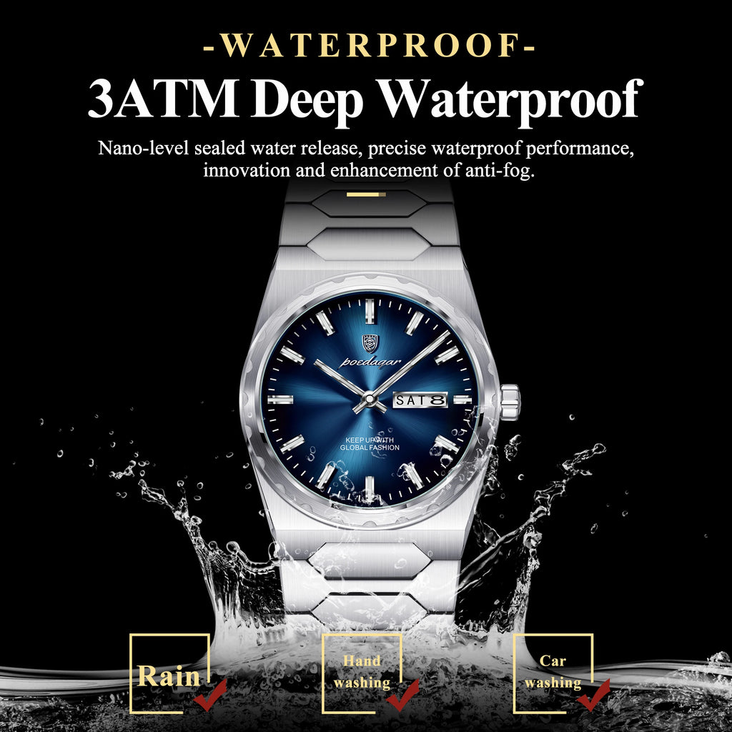 Poedagar 847 Luxury Men's Watch Stainless Steel Bracelet Quartz Watches Business Montre Reloj Date Waterproof Wristwatch for Men