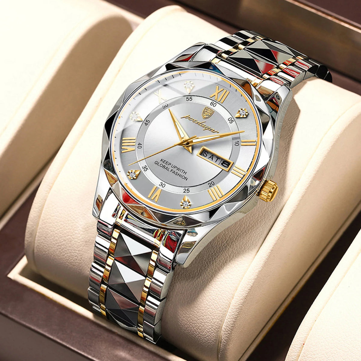 POEDAGAR 615 Men Quartz Watches Hot Sell Luxury Casual Set Stainless Steel Waterproof Luminous Date Display Alloy Wristwatch