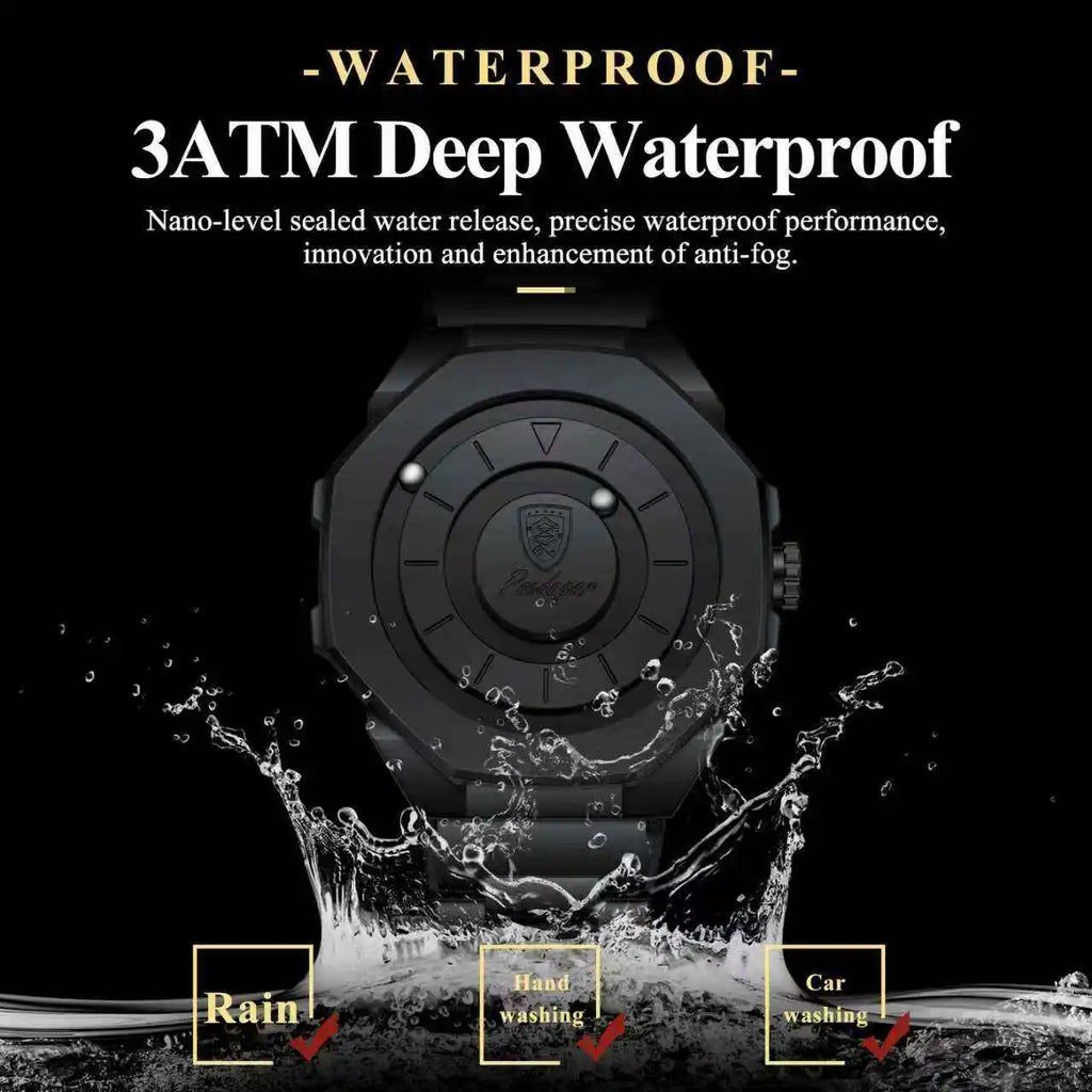 For 670 Black Magnetic Ball Rotating Waterproof Fashion Men Quartz Alloy Stainless Steel Bracelet Watch