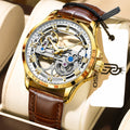CAREKISO C124 Men Automatic Mechanical Wristwatch Waterproof Luminous Business Watch with Genuine Leather Strap
