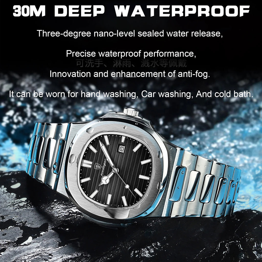 Poedagar 613 Men's Watch Luxury Business Luminous Waterproof Stainless Steel Quartz Watches Montre Homme Office Gift for Men