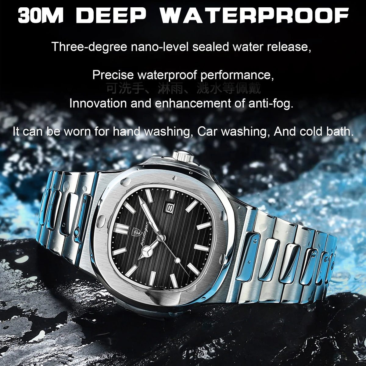 Poedagar 613 Men's Watch Luxury Business Luminous Waterproof Stainless Steel Quartz Watches Montre Homme Office Gift for Men