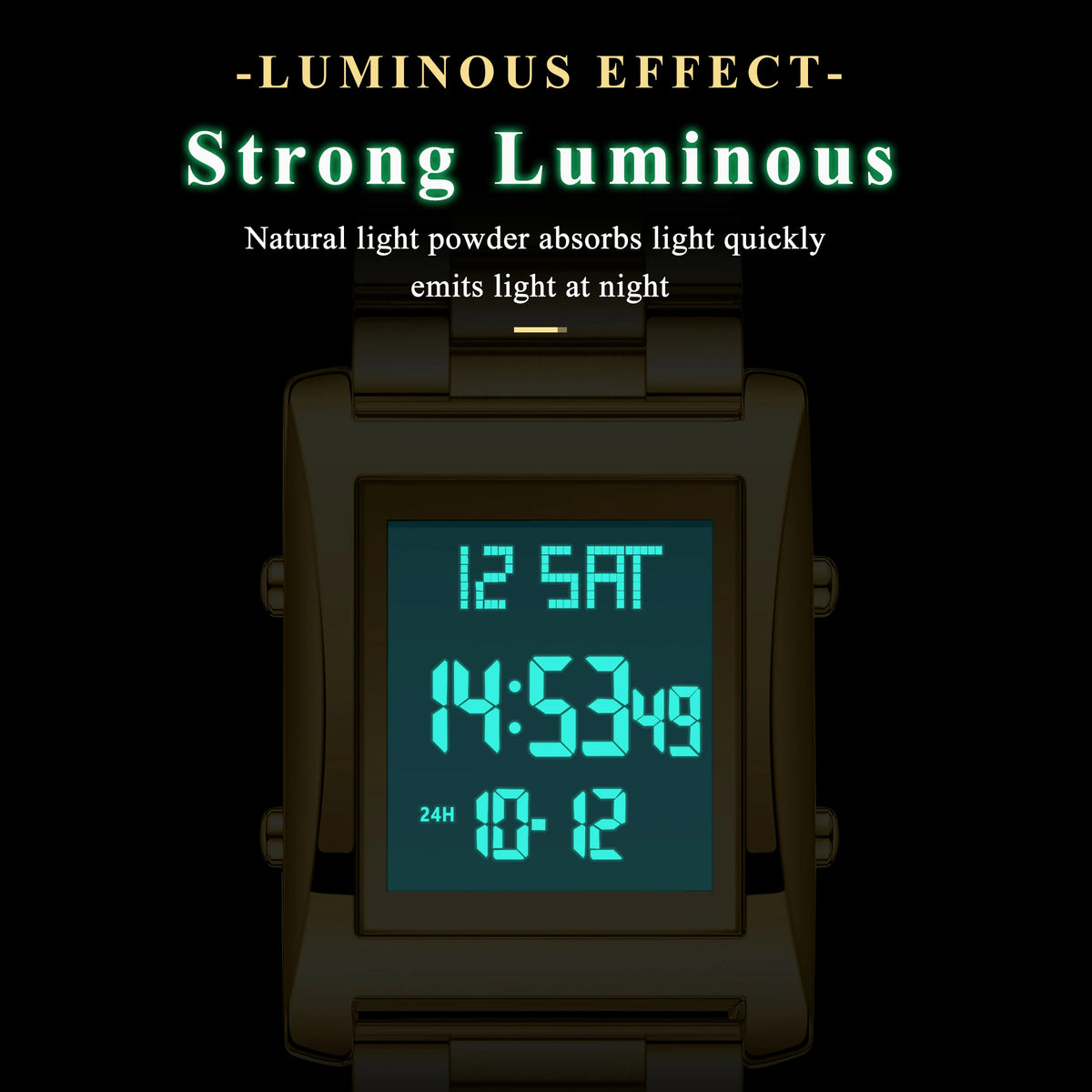 CAREKISO Original Men Watch Waterproof Week Calendar Alarm Man Wristwatch Rectangle Stainless Steel Electronic Men's Watches