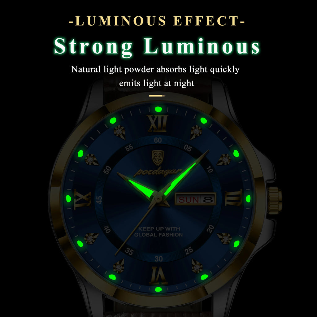 Poedagar 855 New Arrivals Waterproof Mens Watch Waterproof Luminous Quartz Watches Luxury Leather Watch for Men