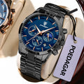 Poedagar 928 High Quality Men Watch Moon Phase Chronograph Stainless Steel Quartz Watch for Men Wholesale Price Ready to Ship