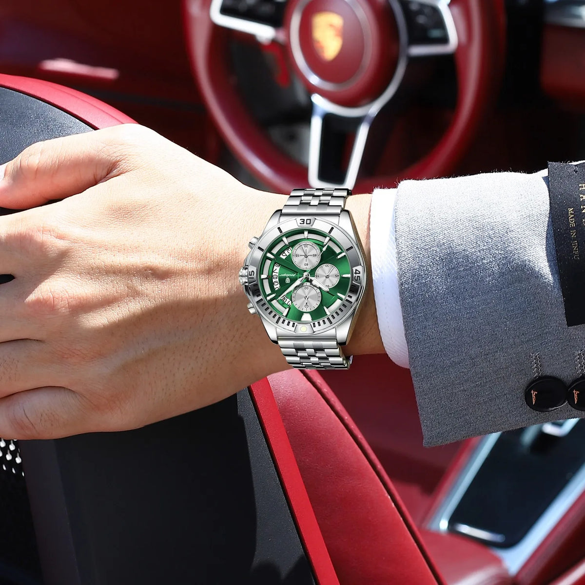 Poedagar 695 Men Quartz Watches Stainless Steel Waterproof Daily Wear Casual Luminous Chronograph Geometric Design Reloj Hombre