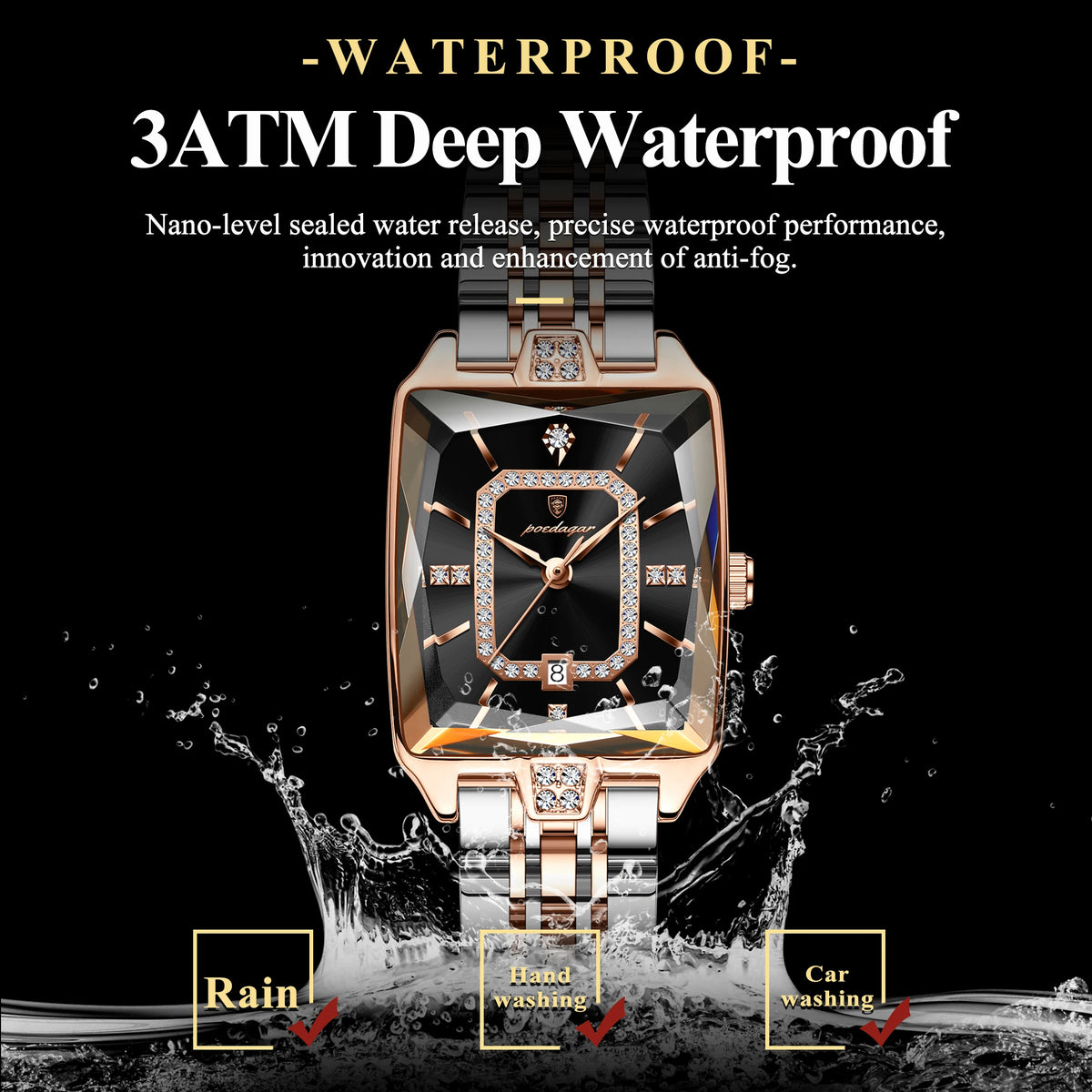 Poedagar 785 Elegant Womens Watches Waterproof Date Reloj Mujer Ladies Watch Stainless Steel Business Quartz Watch for Women