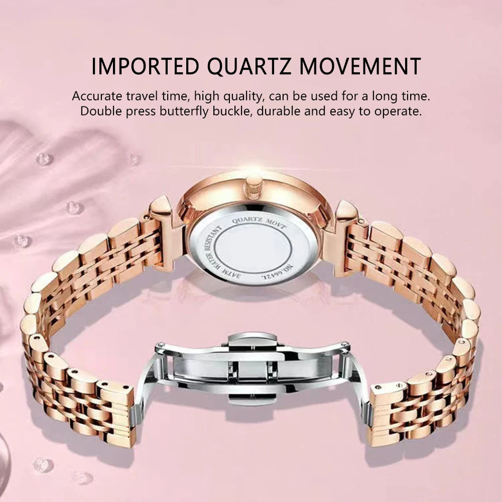 Poedagar Hot Sale Watch for Woman Fashion Popular Stainless Steel Ladies Wristwatch Waterproof Quartz Watches