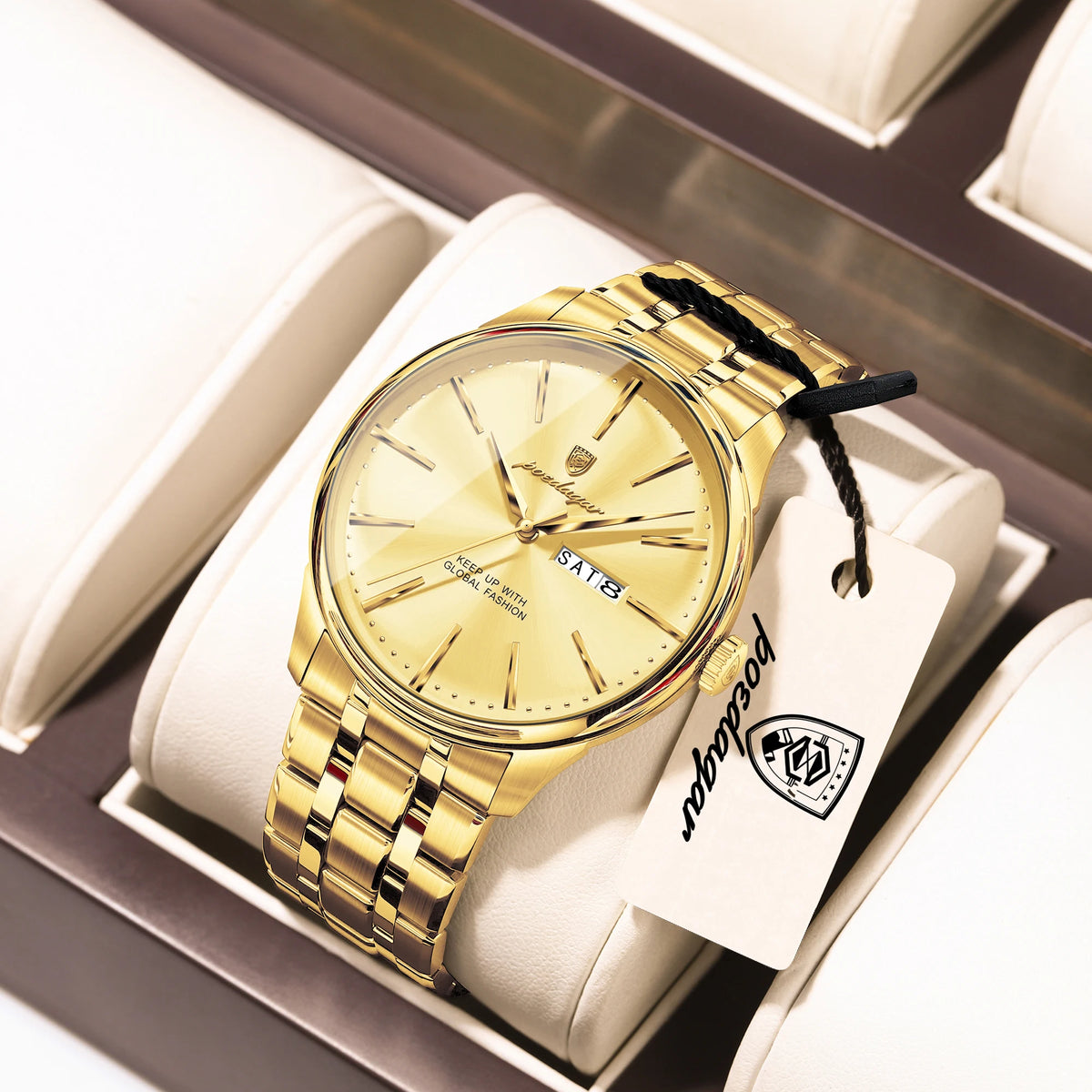 Poedagar 843 Luxury Men Watch Fully Gold Plated Factory Direct Business Waterproof Quartz Wristwatch Wholesale Montre Homme