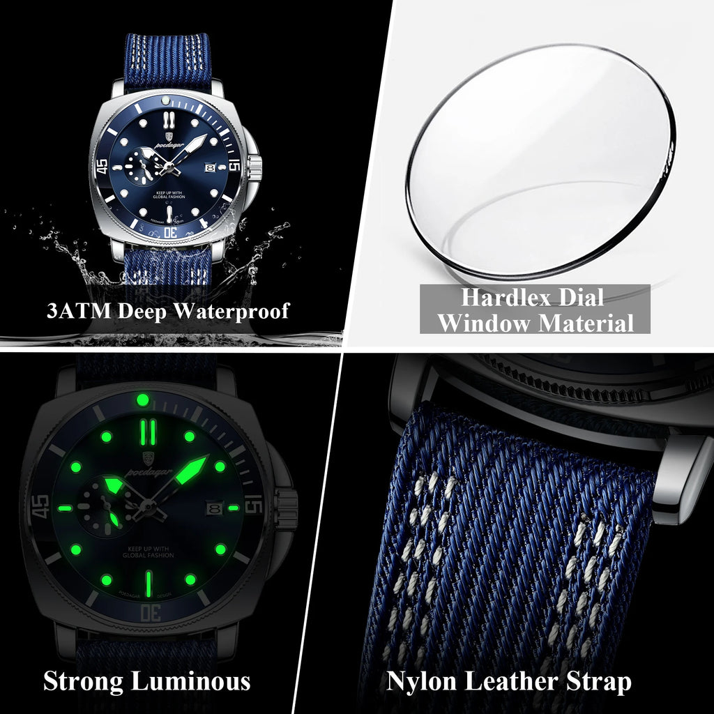 Poedagar Factory Wholesale Luxury Leather Men Wristwatch Waterproof Luminous Quartz Watch for Men