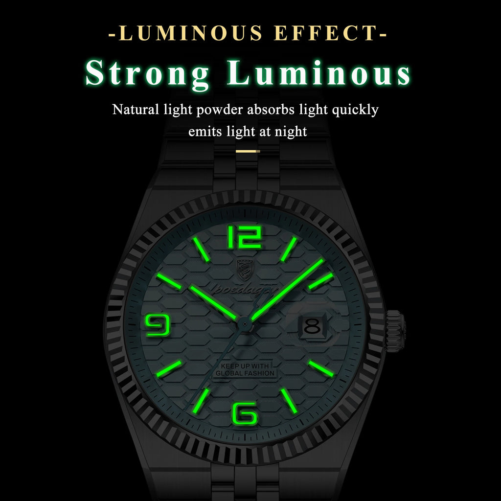 Poedagar High Quality Stainless Steel Quartz Watch Luxury Waterproof Luminous Lady's Wristwatch