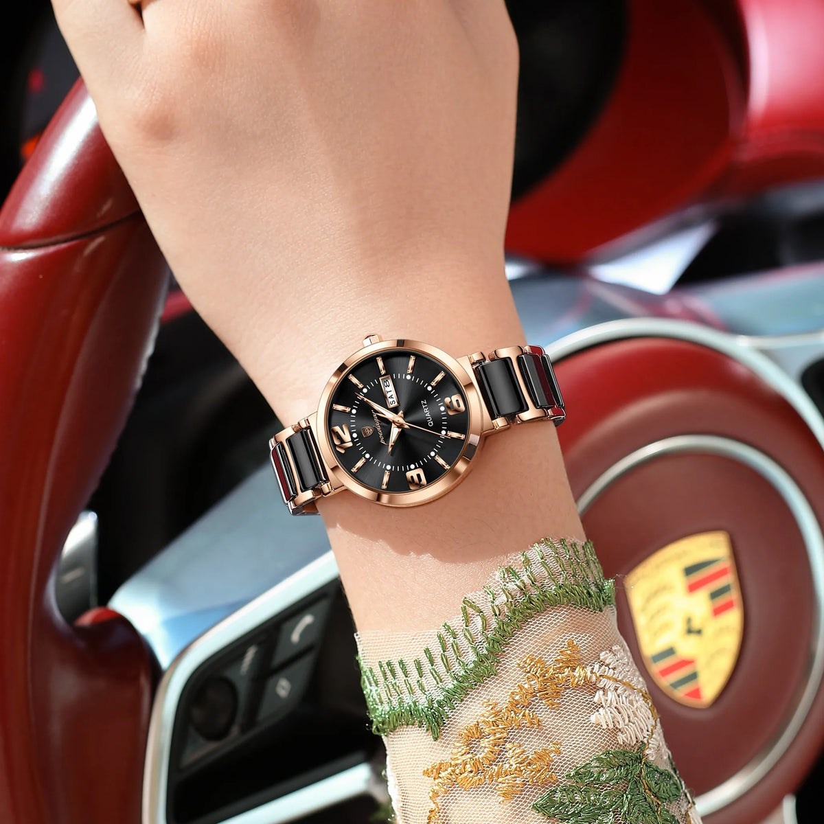 Poedagar 507 Luxury Women Watch 30M Waterproof Elegant Ceramic Strap Quartz Wristwatch Business Ladies Watch Factory Direct