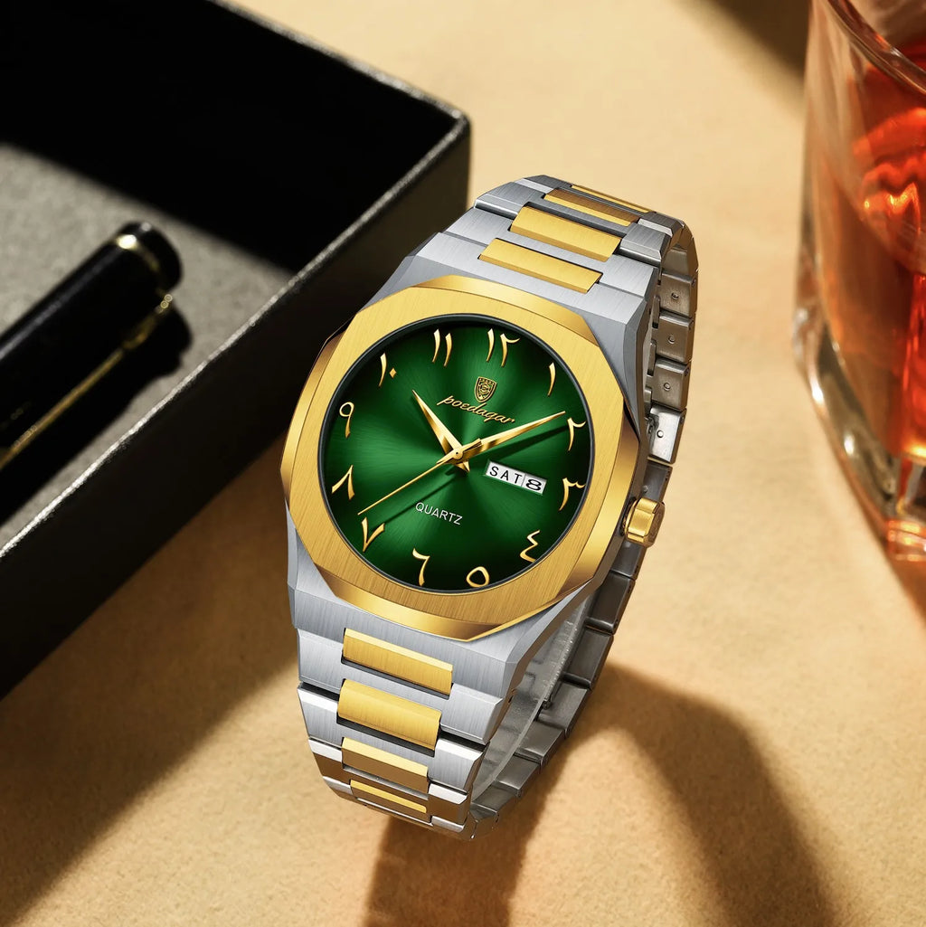 Poedagar 830 Men's Watch Luxury Arabic Dial Waterproof Stainless Steel Wholesale Business Quartz Watches for Men Ready to Ship