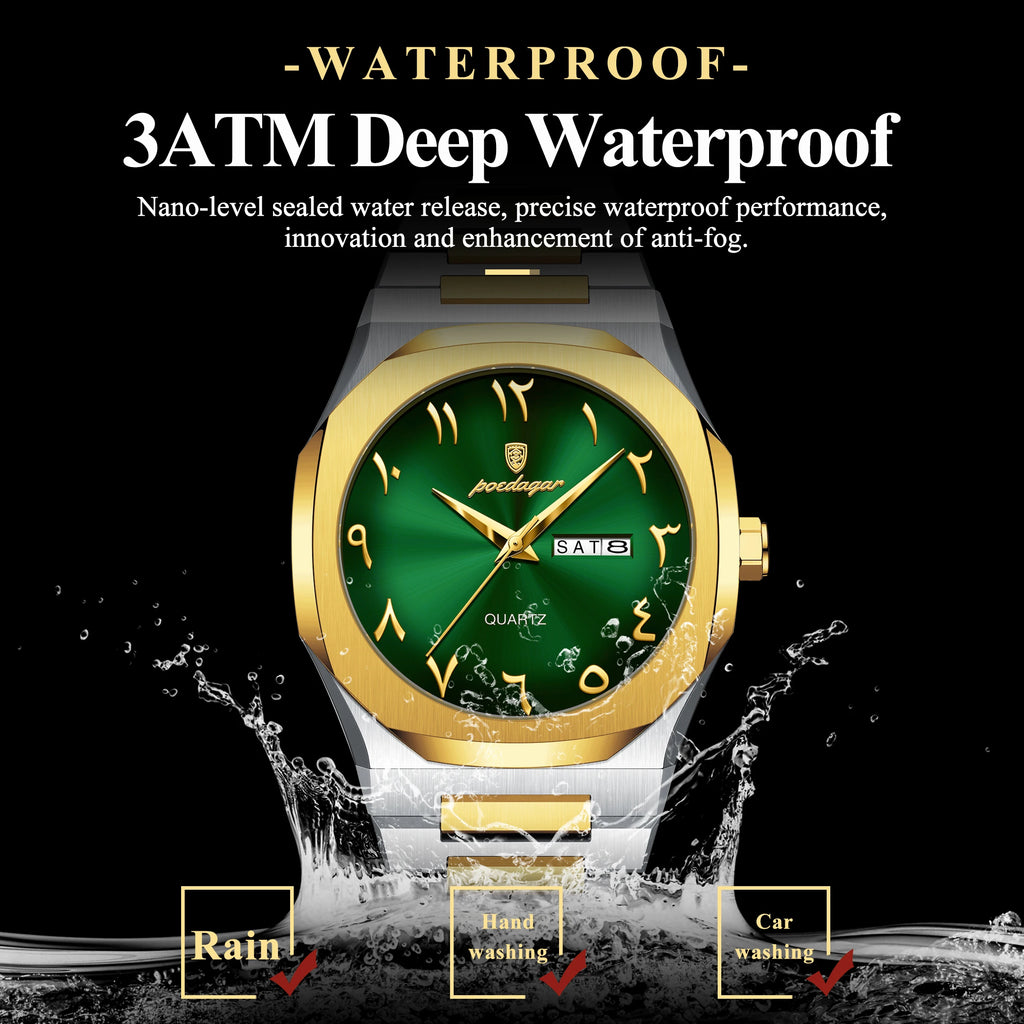 Poedagar 830 Men's Watch Luxury Arabic Dial Waterproof Stainless Steel Wholesale Business Quartz Watches for Men Ready to Ship