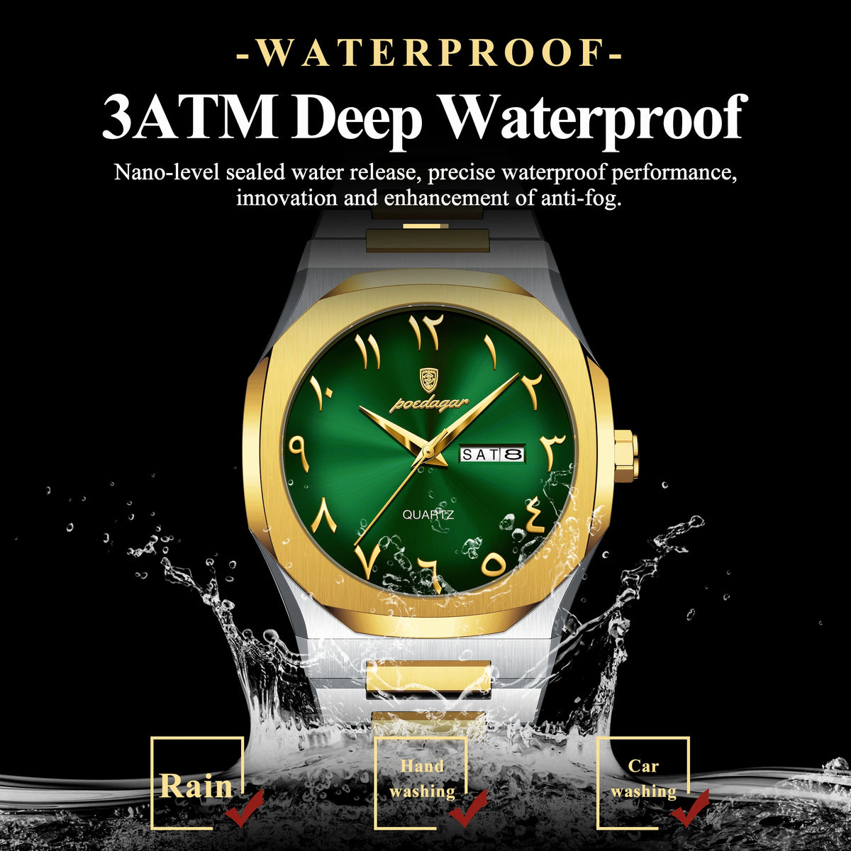 Poedagar 830 Men's Watch Luxury Arabic Dial Waterproof Stainless Steel Wholesale Business Quartz Watches for Men Ready to Ship