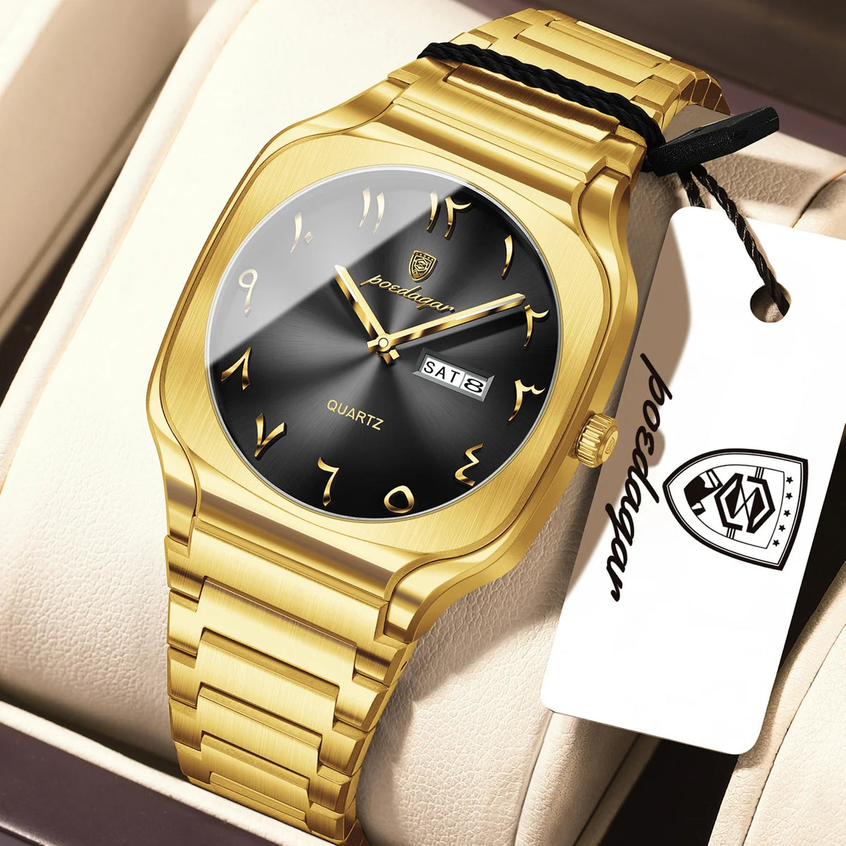 Poedagar 616 Men's Luxury Watch Classic Arabic Dial Quartz Watches Montre Waterproof Stainless Steel Business Wristwatch for Men
