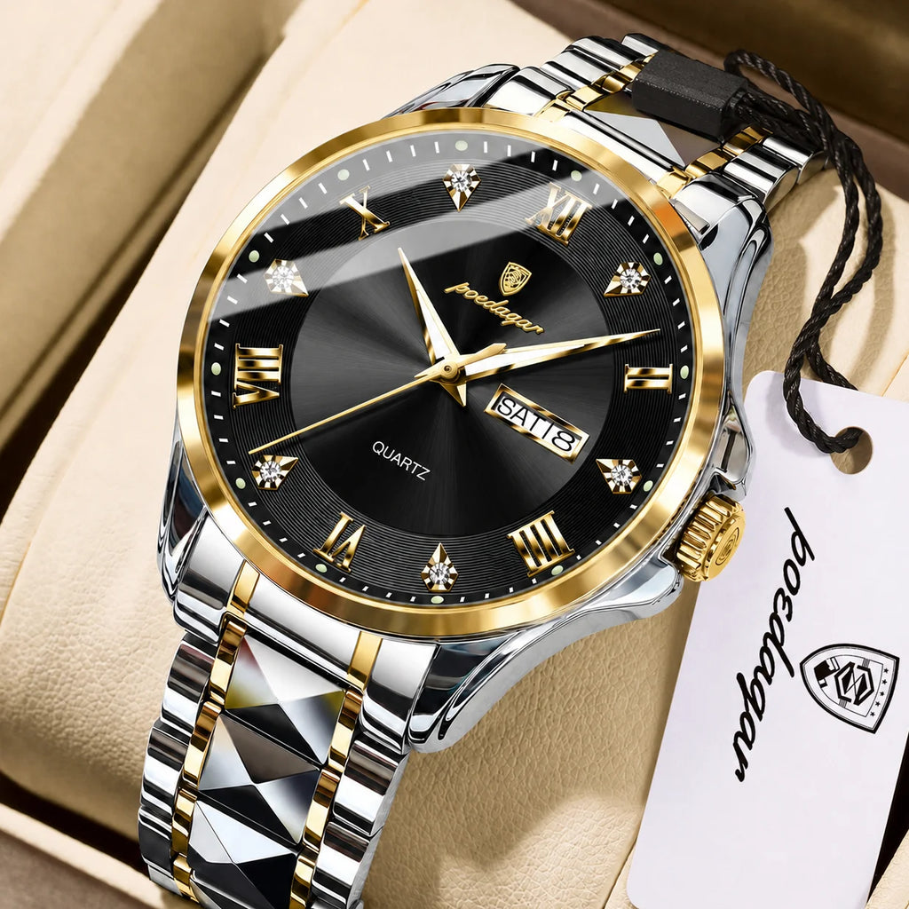 Poedagar 883 Luxury Men's Watch High Quality Two-Tone Luminous Quartz Watches Montre Waterproof Stainless Steel Watch for Men