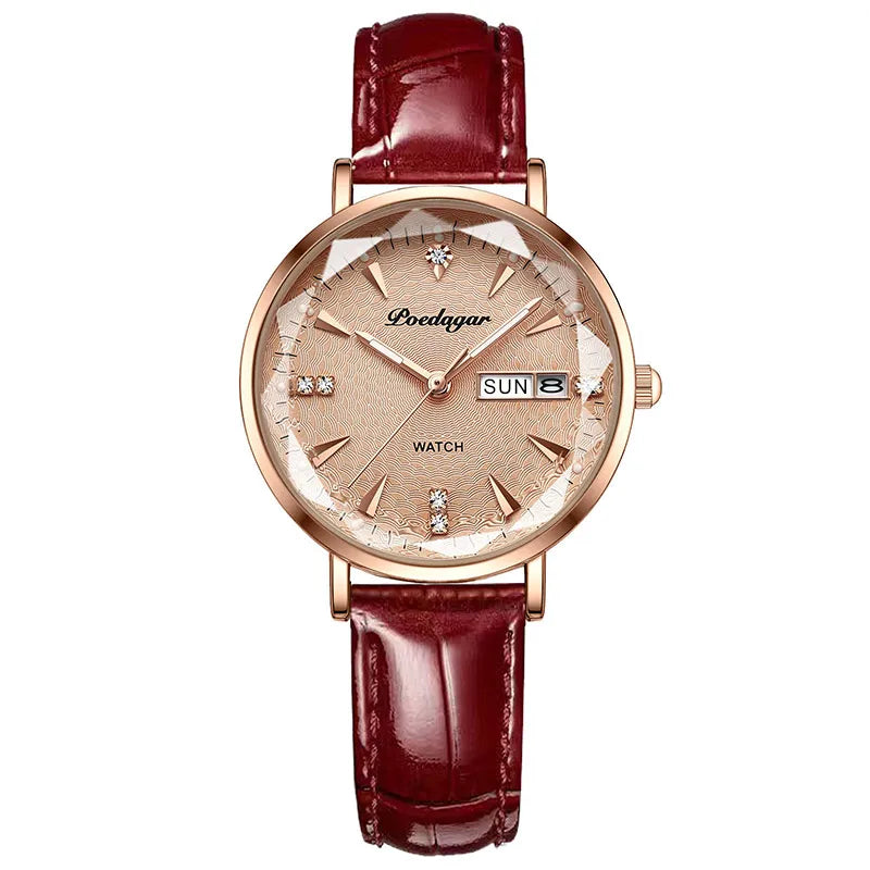 Poedagar Top Brand Lady Wrist Watch Waterproof Calendar Quartz Watches for Women with Luxury Diamond Reloj