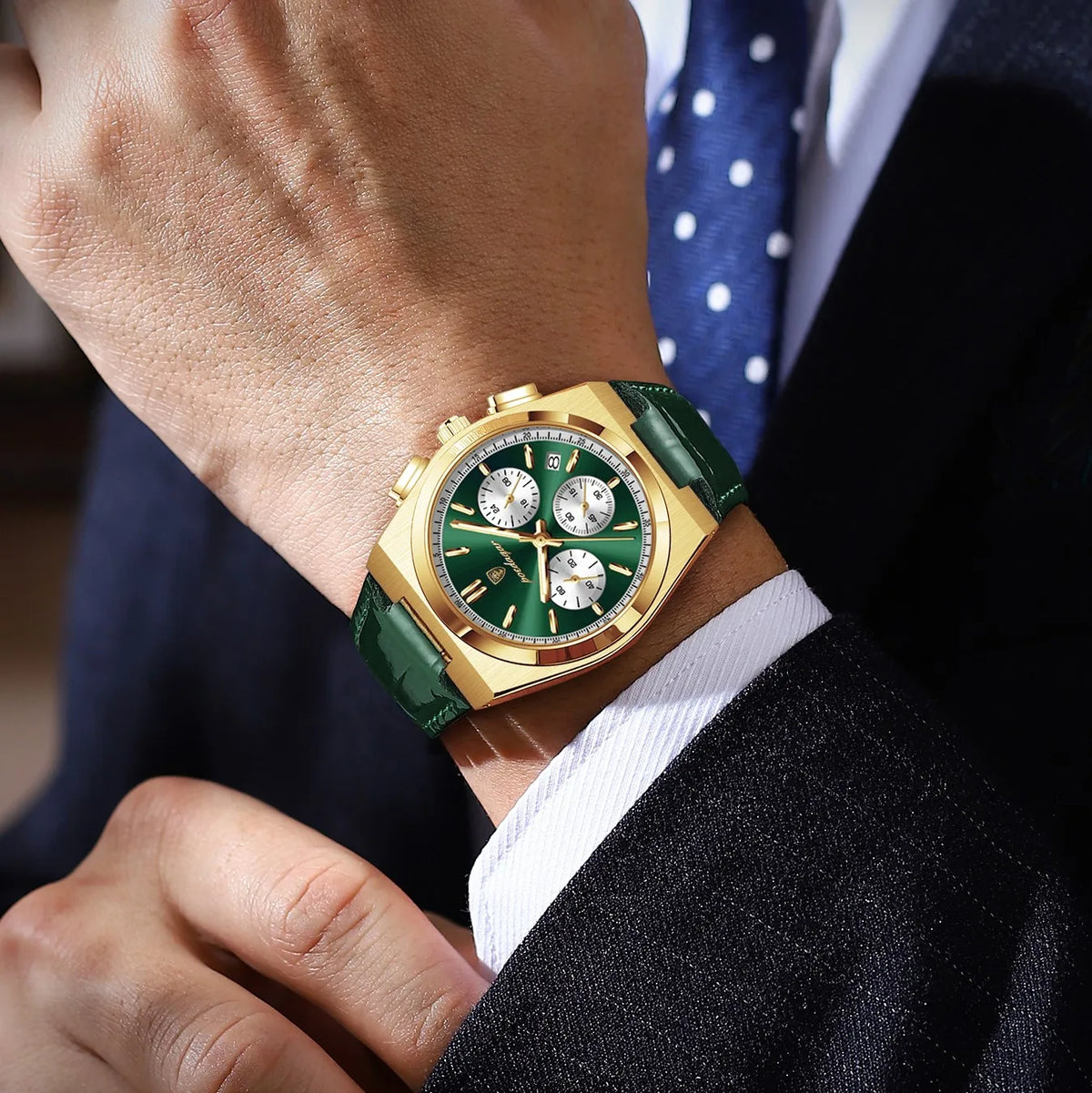 Poedagar 970 Mens Quartz Watch Luxury Leather Strap Luminous Waterproof Wristwatch Montre Homme Casual Chronograph Watch for Men