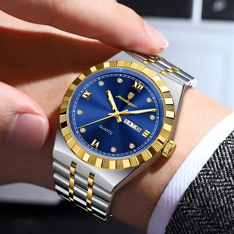 Poedagar 872 Luxury Men Wristwatch Quartz Date Watch for Men Waterproof Luminous Stainless Steel Reloj Mens Watches Montre Homme