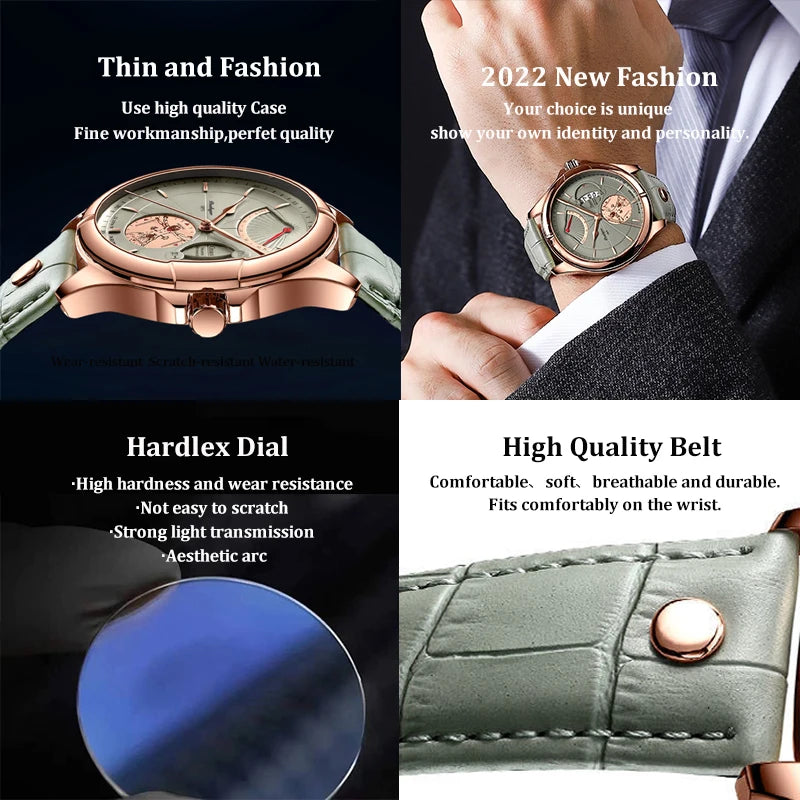 Poedagar Fashion Casual Sport Watches Men Wrist Leather Luxury Quartz Watches Waterproof Calendar Watch for Men Reloj