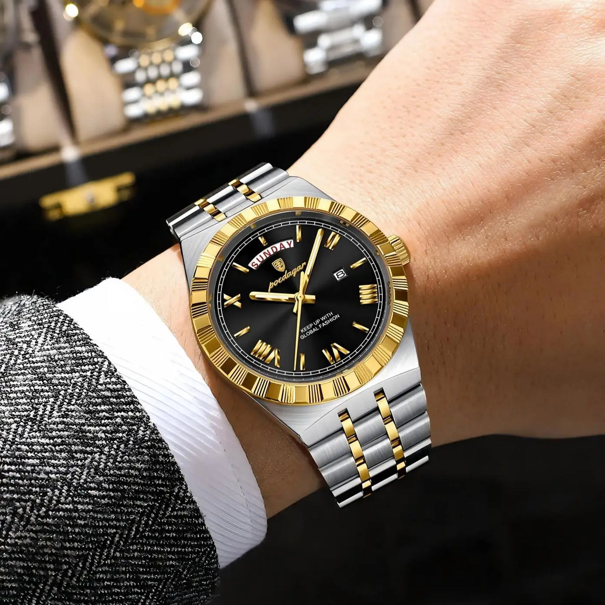 Poedagar 675 Men's Luxury Watches Waterproof Luminous Quartz Wristwatch Business Montre Homme Stainless Steel Watch for Men