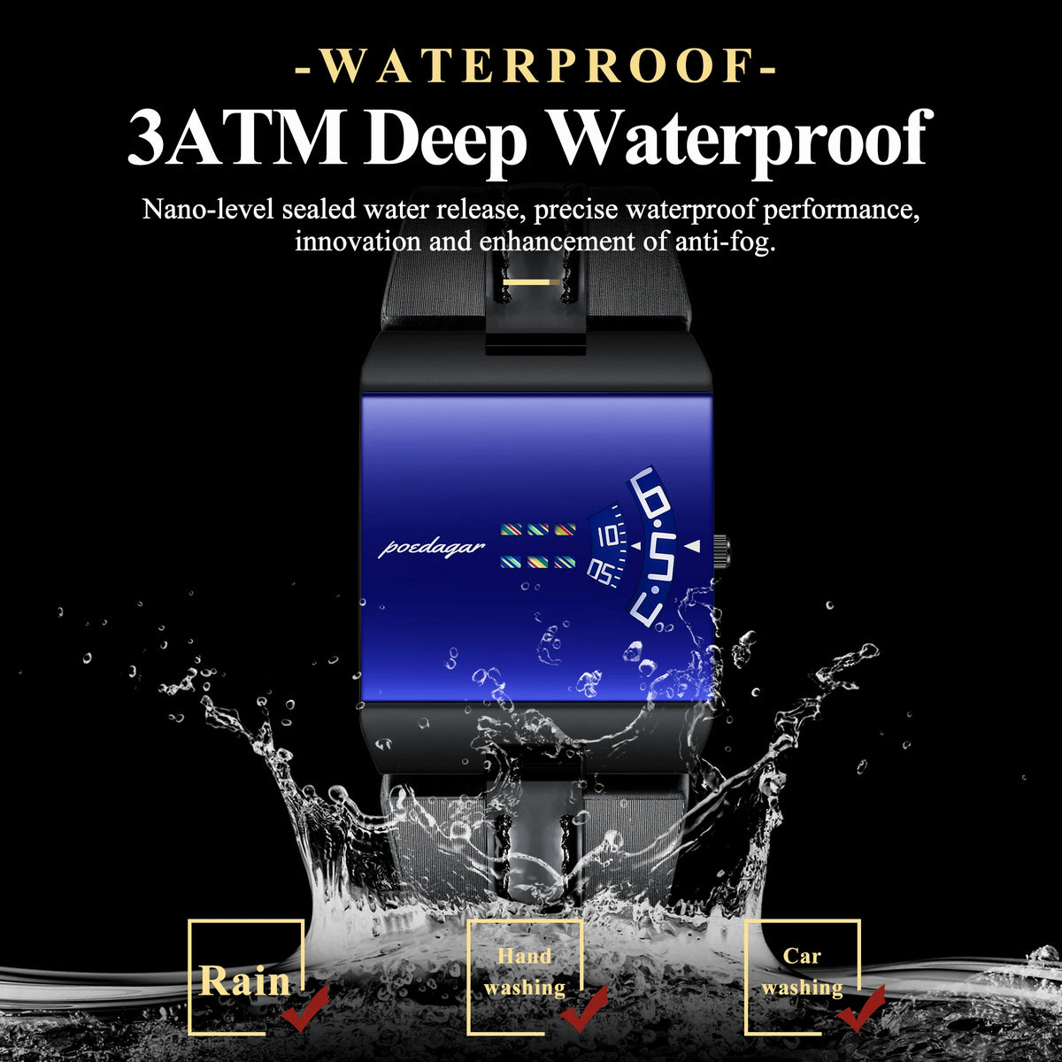 Poedagar 857 Luxury Mens Watch Leather Strap Blue Mirror Dial Waterproof Daily Wear Wristwatch Factory Direct Ready to Ship