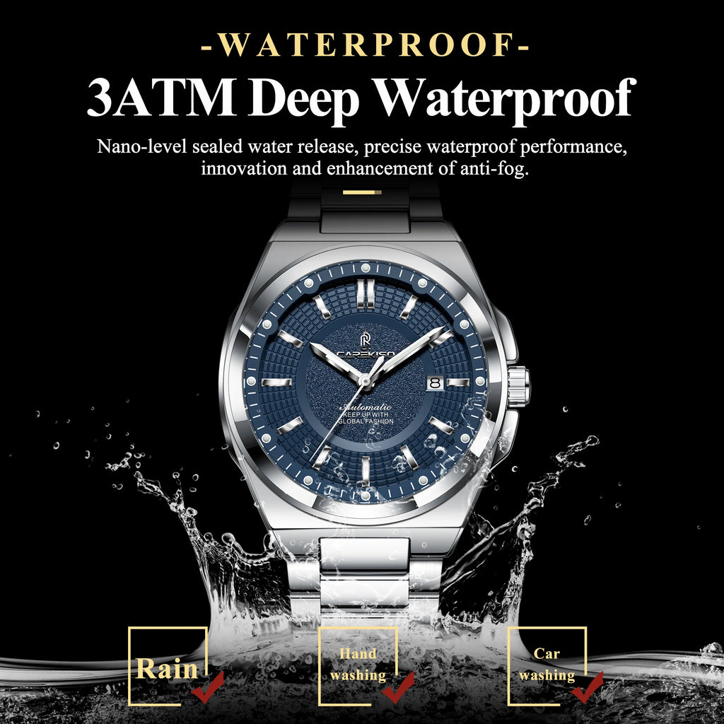 Wholesale CAREKISO C122 Automatic Mechanical Watch Men Stainless Steel Waterproof Luminous Business Wristwatch Factory Supplier