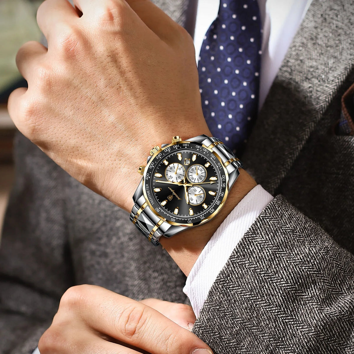 Poedagar 815 Men Quartz Watch Luxury Sport Chronograph Reloj Stainless Steel Luminous Waterproof Watch for Men Ready to Ship