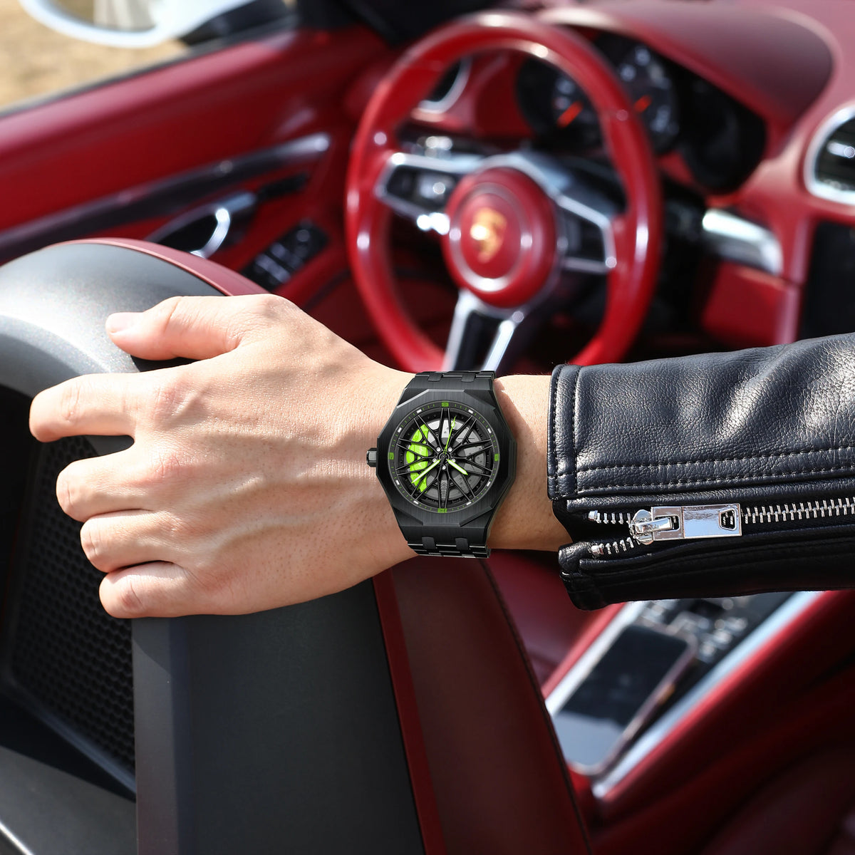 Poedagar 809 Mens Quartz Watch Luxury 3D Rotating Car Wheel Hub Stainless Steel Band Sports Wristwatch for Men Wholesale Reloj