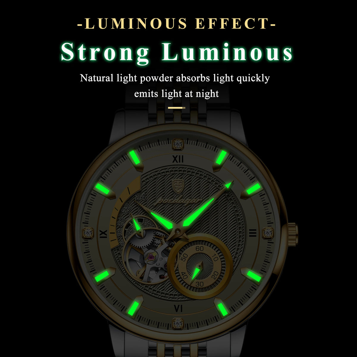 Poedagar Original Luxury Relojes Hombre Steel Strap Waterproof Luminous Mechanical Watch for Men