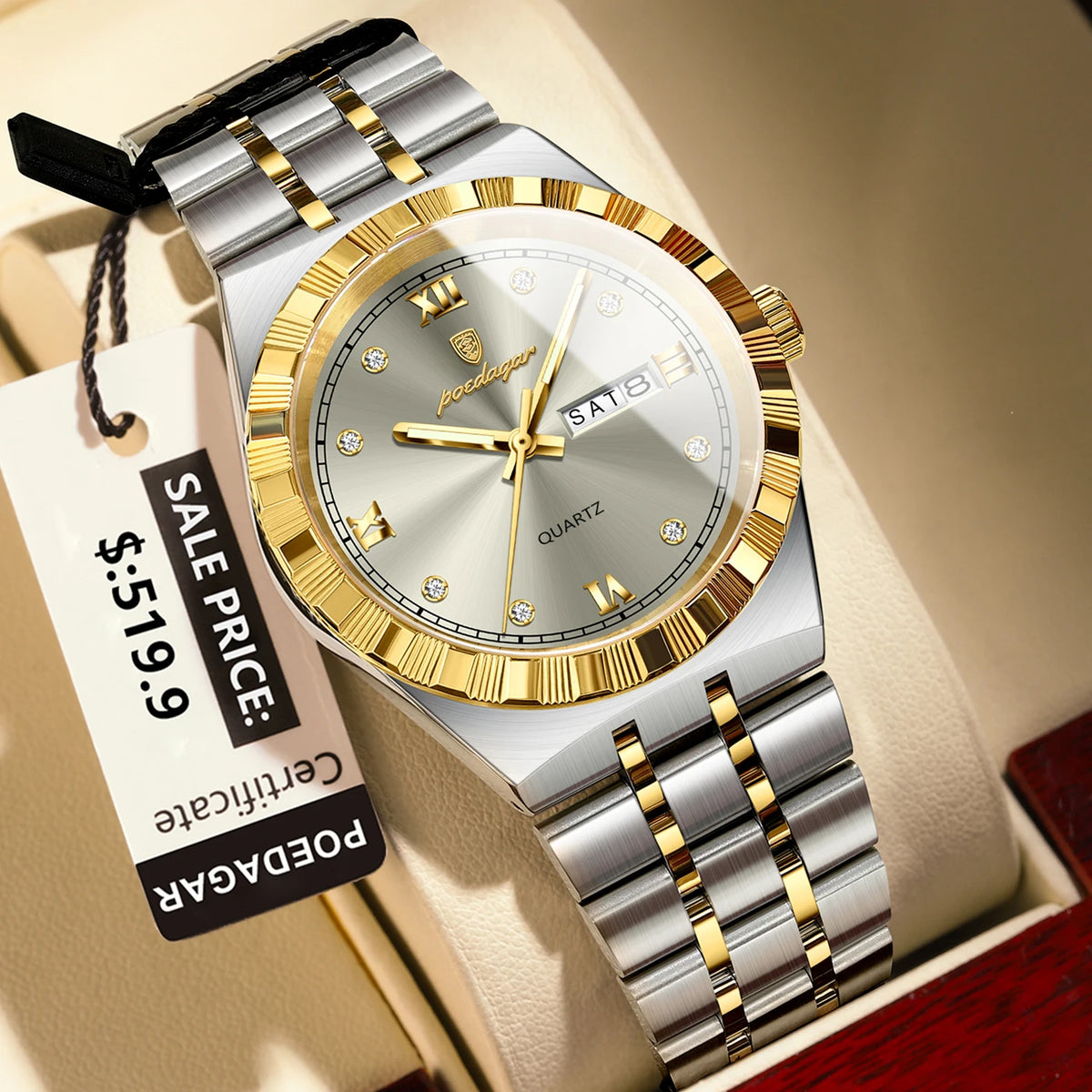 Poedagar 872 Luxury Men Wristwatch Quartz Date Watch for Men Waterproof Luminous Stainless Steel Reloj Mens Watches Montre Homme