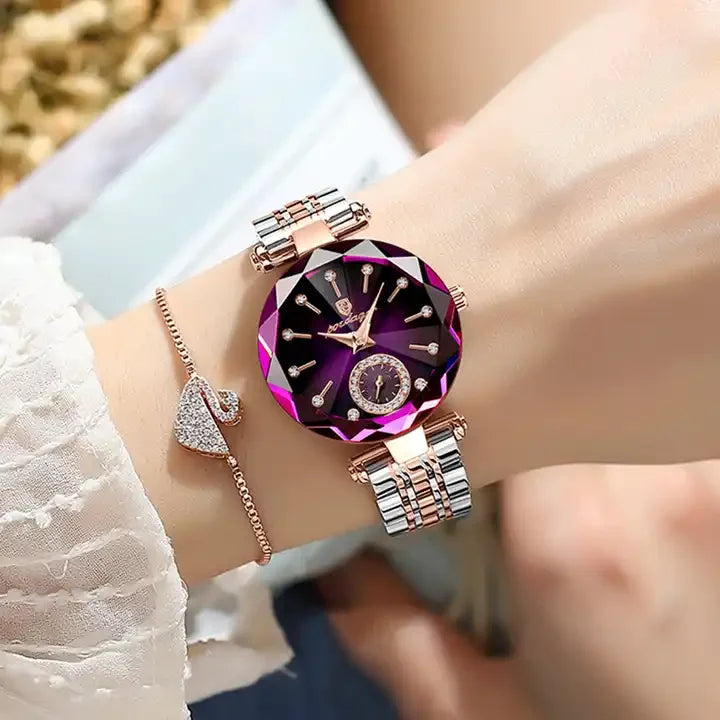 Poedagar Fashion Rose Gold Ladies Watch Jewelry Design Steel Quartz Watches Luminous Waterproof Watch Women