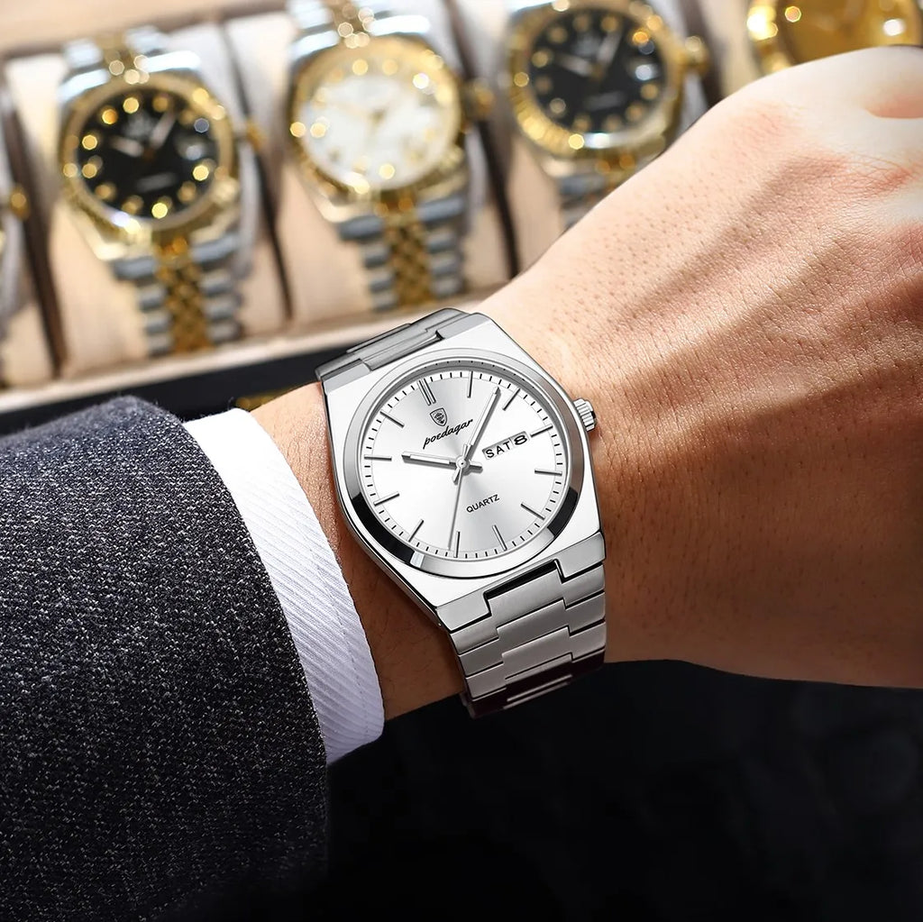 Poedagar 930 Men Watch Hot Sale Luxury Quartz Wristwatch Stainless Steel Bracelet Montre Homme Waterproof Luminous Watch for Men