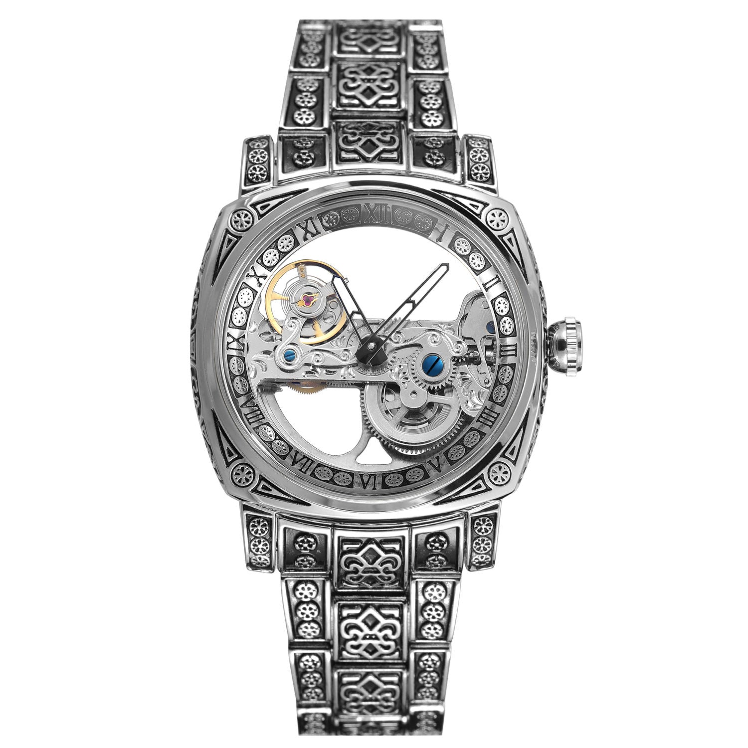 Luxury Skeleton Automatic Watch – Engraved Mechanical Masterpiece