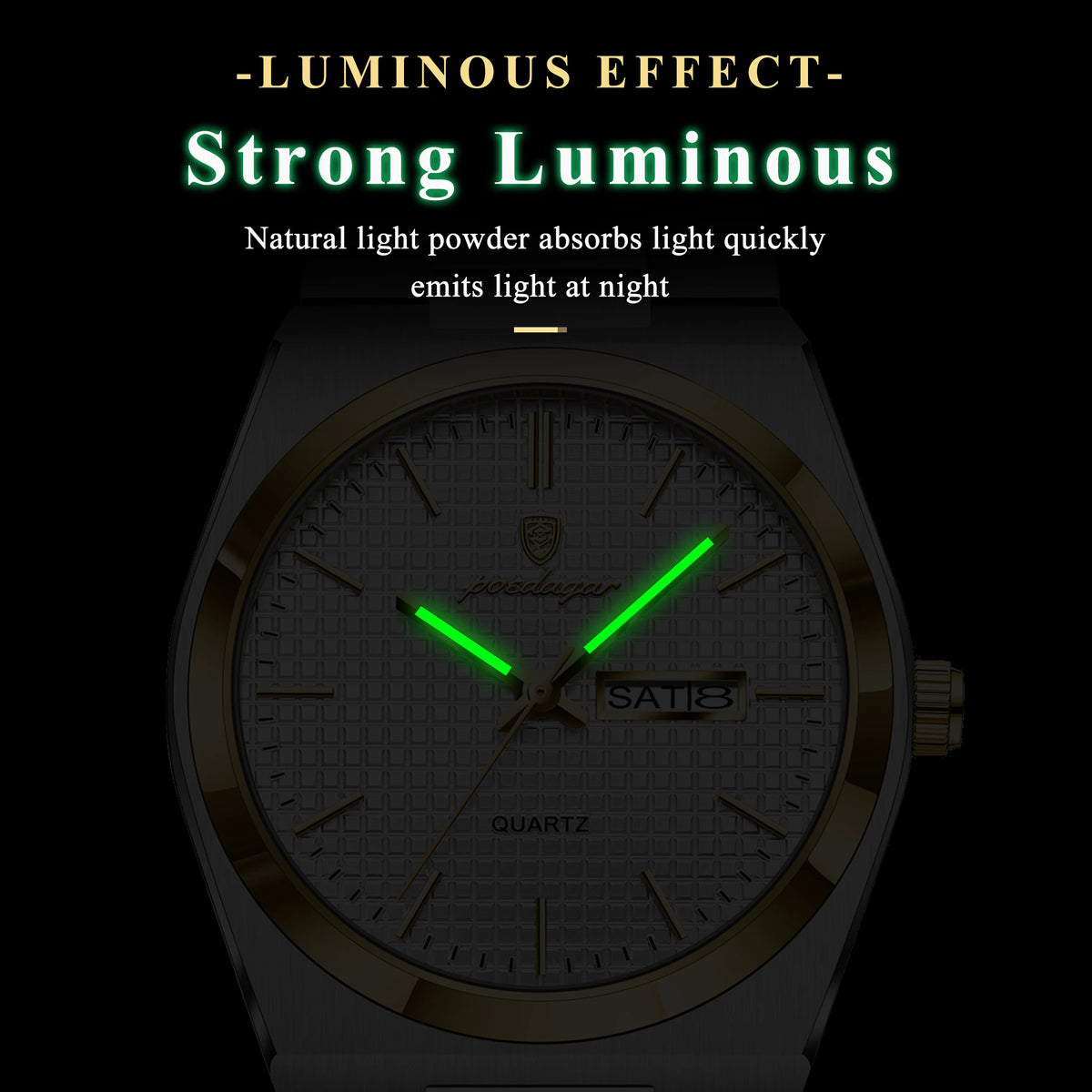 Poedagar 821 Men Watch Business Grid Dial Date Quartz Wristwatch Stainless Steel Luminous Waterproof Watch for Men Ready to Ship