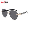 Rimless Wooden Sunglasses with UV400 Protection