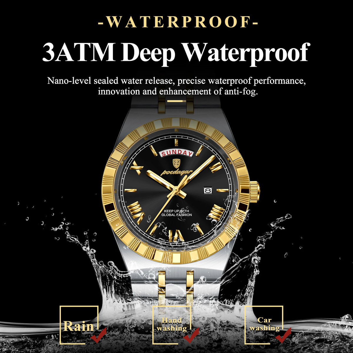 Poedagar 675 Men's Luxury Watches Waterproof Luminous Quartz Wristwatch Business Montre Homme Stainless Steel Watch for Men