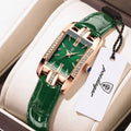 Poedagar Green square Ladies Watches Waterproof Watch Women Luxury Diamond Quartz Watches for Women